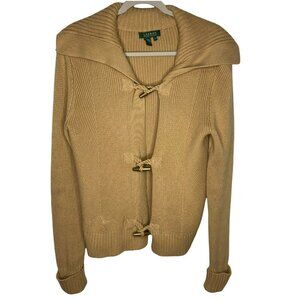 Lauren Ralph‎ Lauren Cardigan Womens Size Medium Brown Sweater Toggle Button